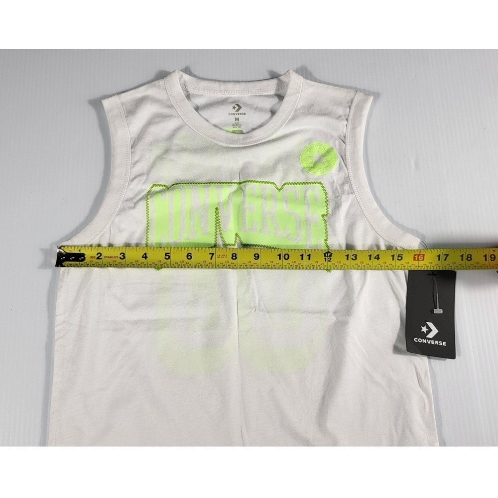 Converse All Star Tank Top Sleeveless Graphic White Neon Green Youth Size M - Picture 5 of 6